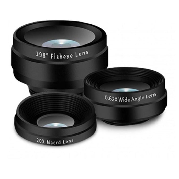 Aquarius 3-in-1 Camera Lens Kit - Fisheye, Wide Angle & Macro Lens for iPhone, Samsung, iPad