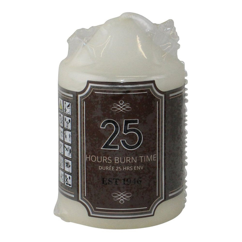 Premium White Church Pillar Candle, 25hr Burn Time - 100% Wax, Safety Warnings