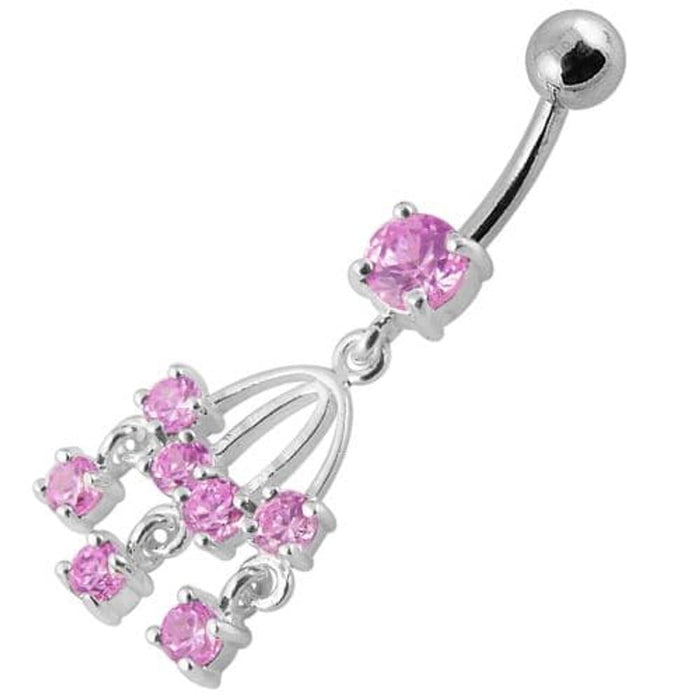 Fancy  chandeliers Dangling Curved Bar Belly Ring