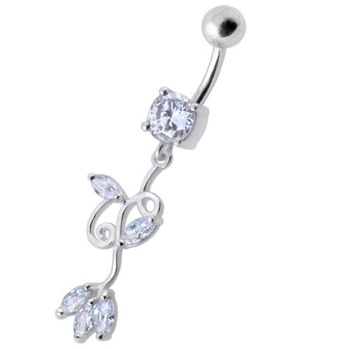 Fancy Multi Colored Jeweled Dangling Navel Belly Button Ring