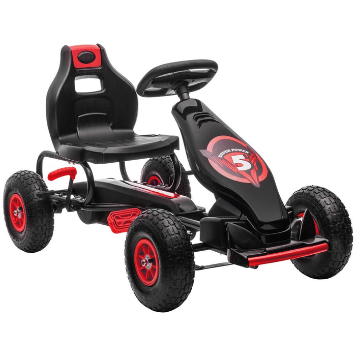 HOMCOM Children Pedal Go Kart w/ Adjustable Seat, Rubber Wheels, Brake - Red