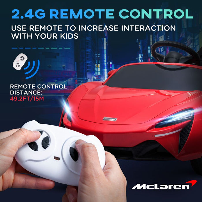 Mclaren Licensed 12V Electric Ride-On Car w/ Remote Control, Music - Red