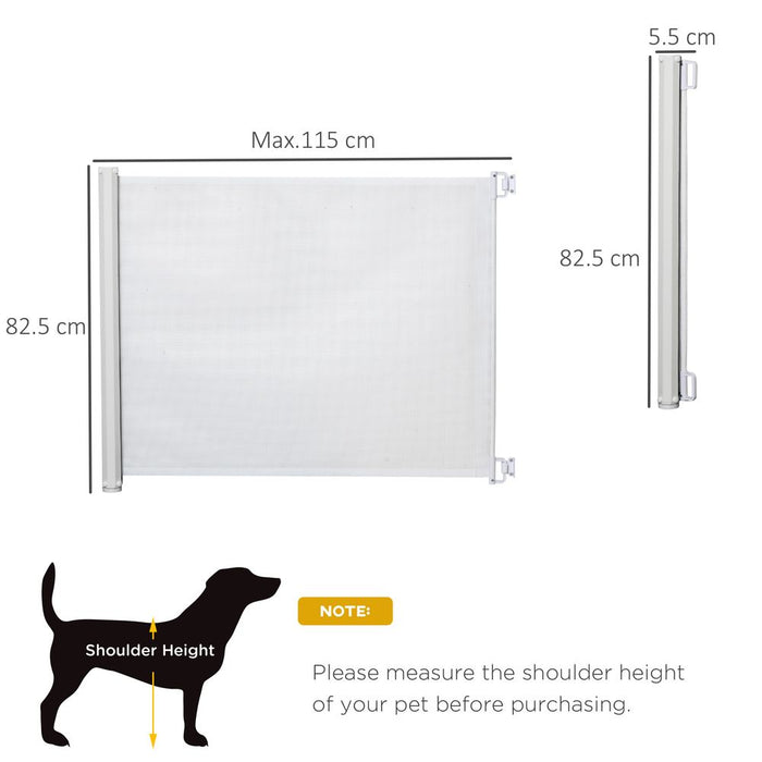 PawHut Retractable Pet Safety Gate, Foldable Stair Barrier - White