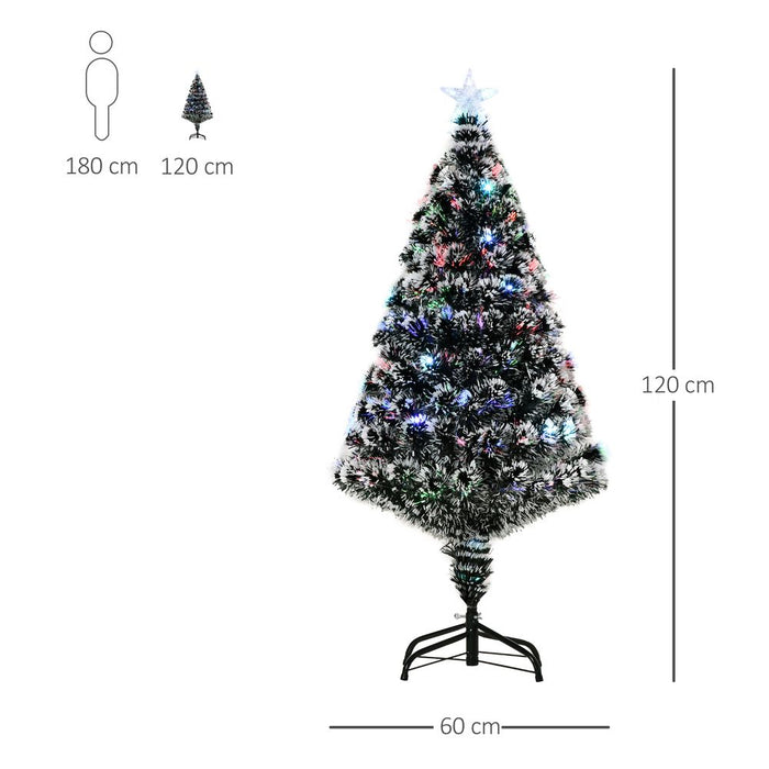 4ft Artificial Prelit Christmas Tree Snow Tree LED Fiber Optics Green White