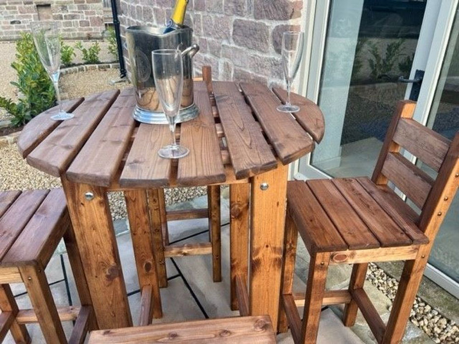 Premium Outdoor Bar Set - Solid Wood, 4-Seater, 10-Year Guarantee