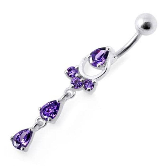 Fancy Jeweled Pear Shape Dangling Belly Ring