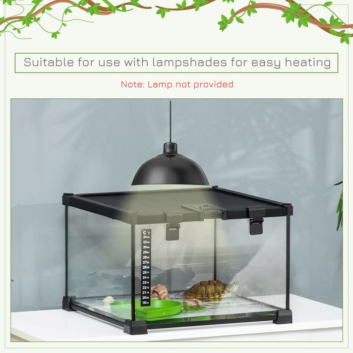 PawHut Glass Reptile Terrarium Insect Breeding Tank Vivarium Habitats with Thermometer for Lizards, Horned Frogs, Snakes, Spiders - Small 30 x 30 x 20cm