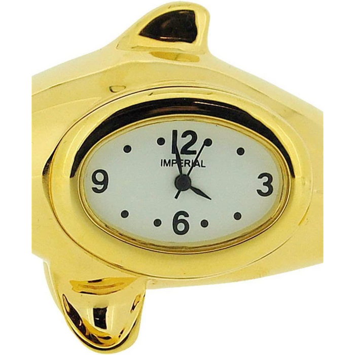Premium Gold Dolphin Clock - Solid Brass, Free Standing, Miniature - CLEARANCE! NEEDS RE-BATTERY