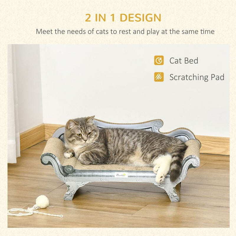 Premium Cardboard Scratcher Lounger Bed, Cat Scratching Board 60x29x26.5cm - Includes Catnip