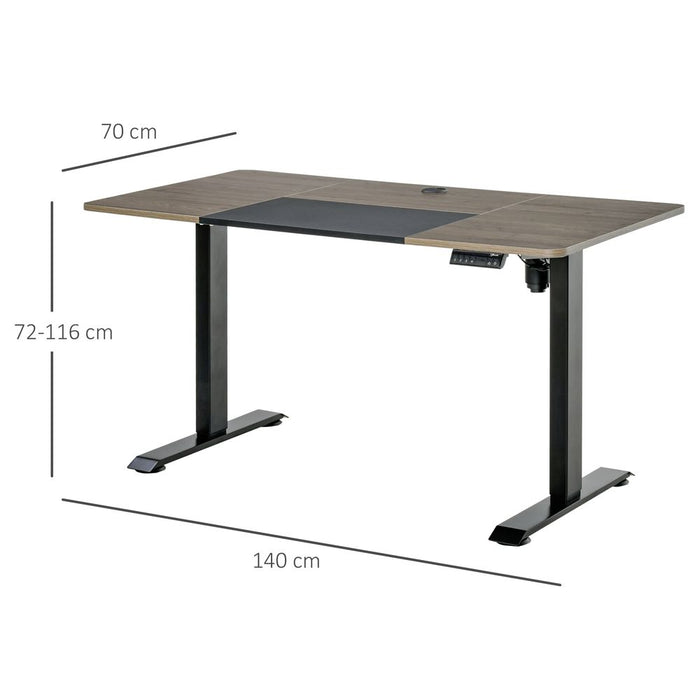 Vinsetto Electric Standing Desk, 140 x 70cm Height Adjustable Sit Stand Desk with 4 Memory Smart Panel, Stand Up Desk for Home Office, Black and Teak