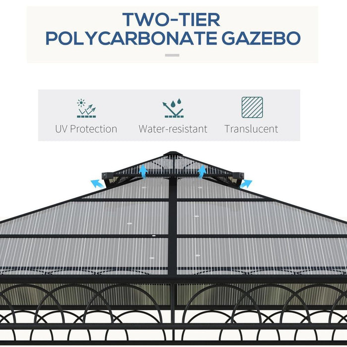 Premium 3x3m Polycarbonate Gazebo with Nettings & Curtains - Ideal for Parties & Outdoor Events