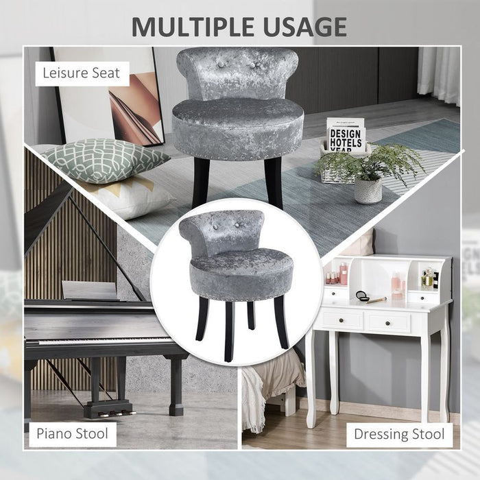 Elegant Grey Dressing Table Stool - Premium Quality & Comfortable Seating