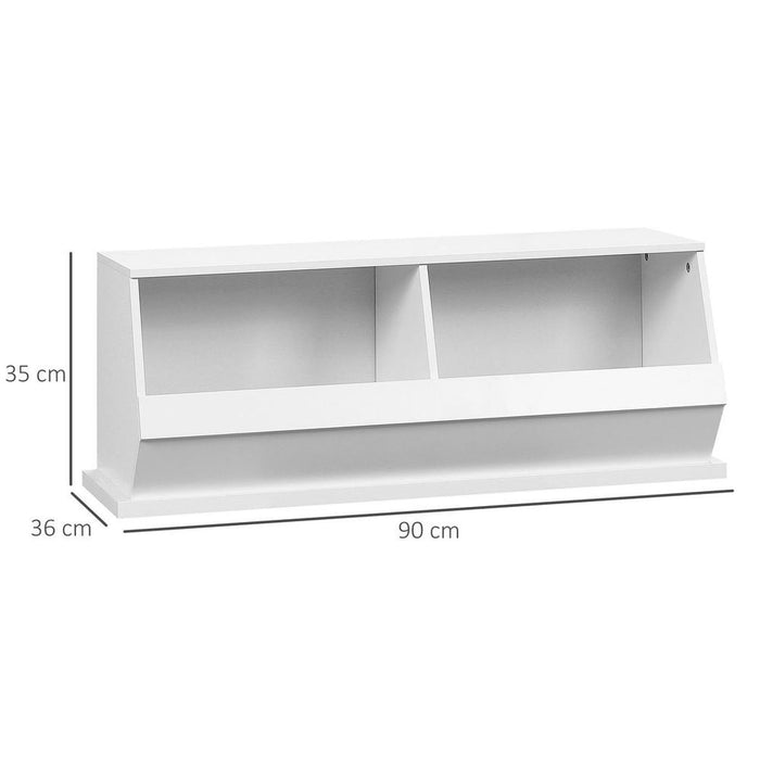 Storage Cabinet 2 Cube Storage Box for Living Room Play Room Bedroom, White