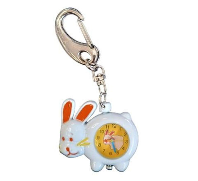 Gift Time Products Unisex Key Chain Clock - White Rabbit IMP727 - CLEARANCE UNBOXED