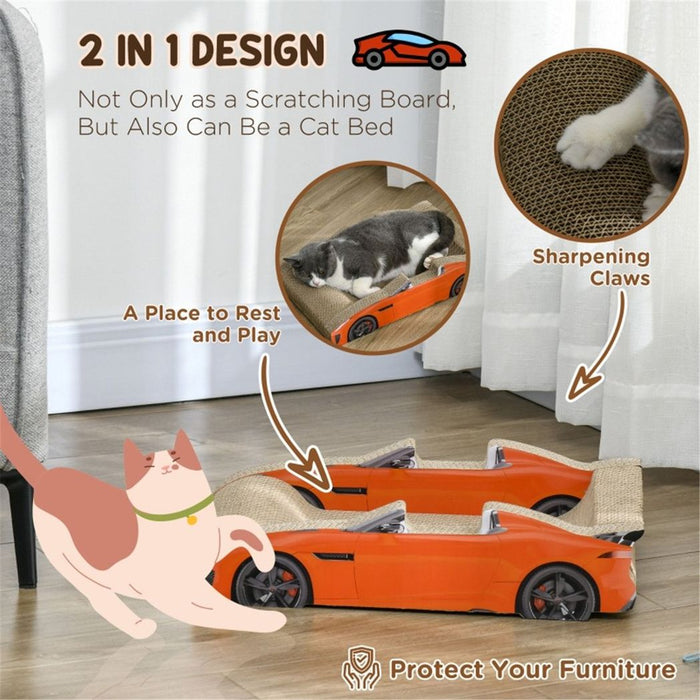 Cat Scratching Board | Car-shaped design doubles as a comfy bed for cats | Red