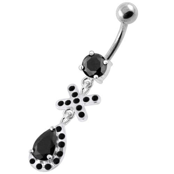 925 Sterling Silver Multi Jeweled Tear Drop Navel Belly Piercing