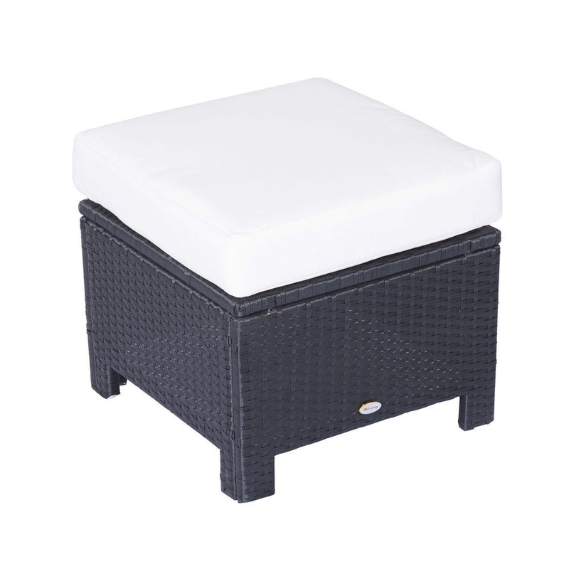 Premium Rattan Footstool Wicker Ottoman | Padded Seat Cushion | High Quality Furniture