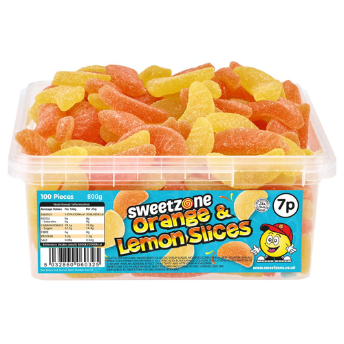 7p Orange & Lemon Slices 800g Tub Sweets