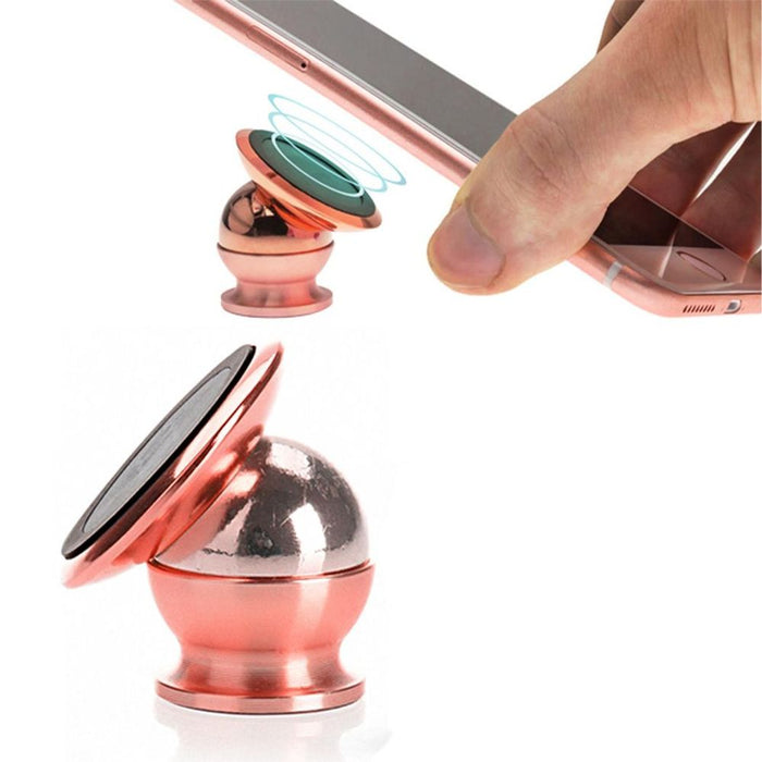 AQ Heavy Duty 360° Rotation Universal Magnet Phone Holder, Rose Gold - Best Quality & Easy to Install