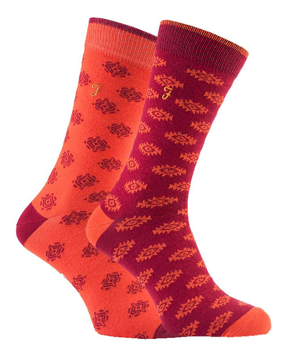 Farah Vintage - 2 Pairs Mens Retro Socks