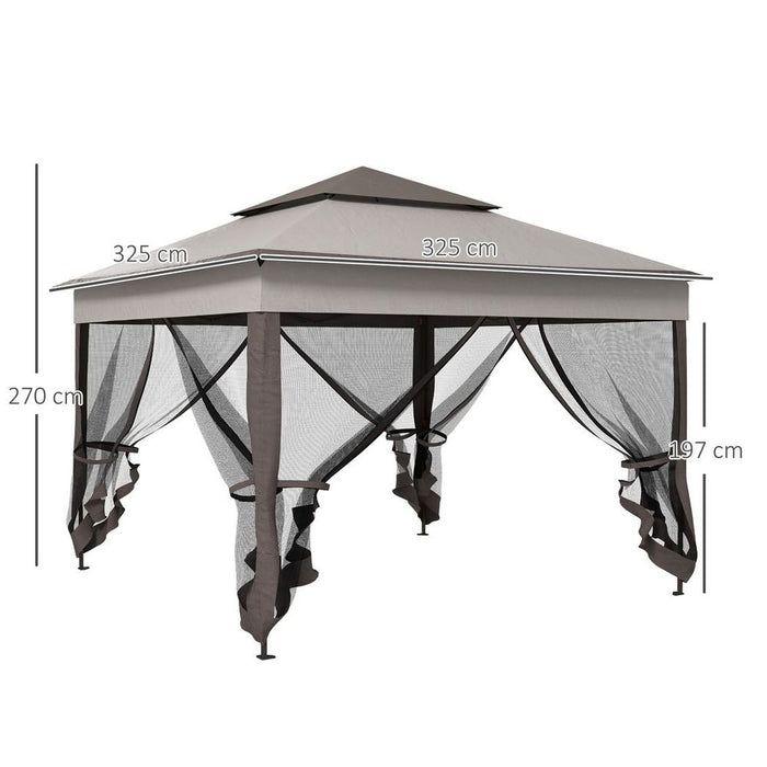 Outsunny Garden Folding Tent Heavy Duty Pop Up Gazebo for Party - Light Grey