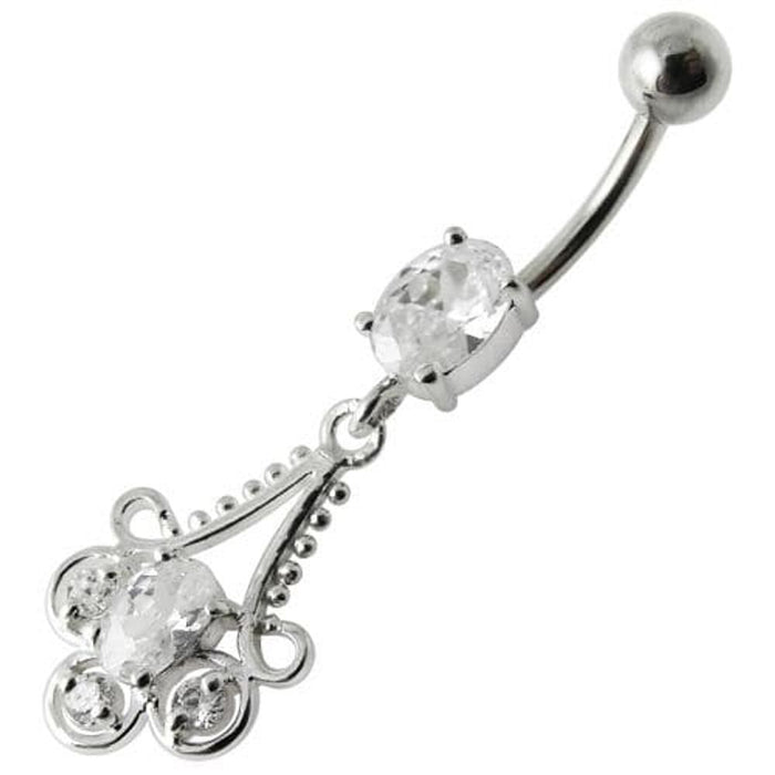 Fancy  Stone Jeweled Dangling  Bar Belly Ring