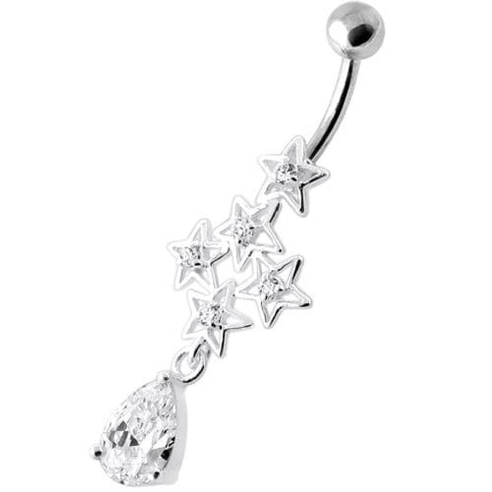 Multi Sparkling Jeweled Stars Navel Belly Ring