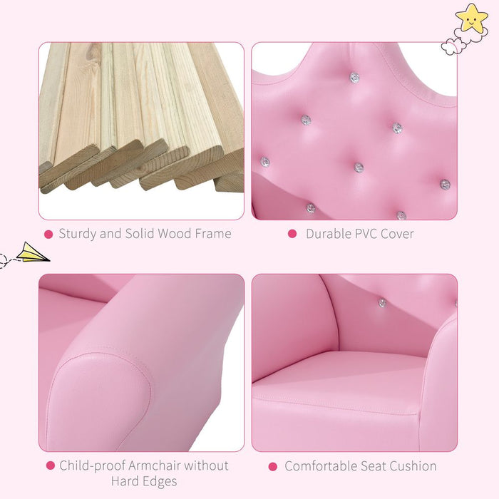 Premium Pink Kids Sofa Set - Free Footstool Included - High-Quality PU Leather - Trusted Seller