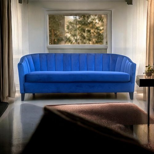 189CM 3 SEATER BLUE VELVET SOFA