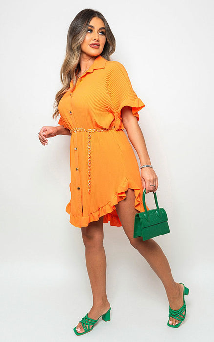 Prisha Button Down Oversized Ruffle Mini Dress - Ultra-Soft, Lightweight & Stylish