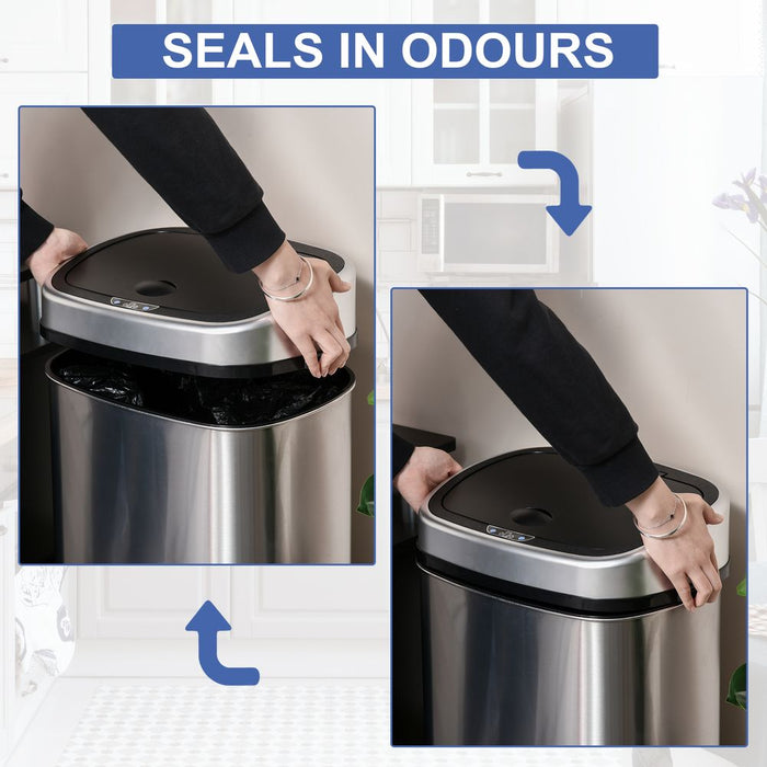 Sensor Dustbin Touchless Automatic Bin Mirror Stainless Steel 48L