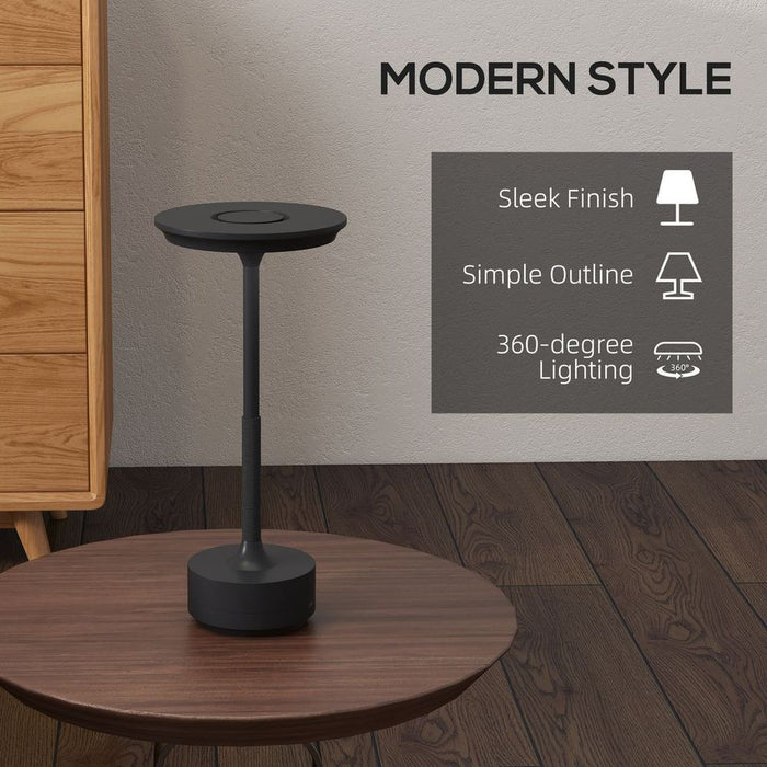 Sleek and Portable HOMCOM LED Table Lamp - Battery Operated - Black