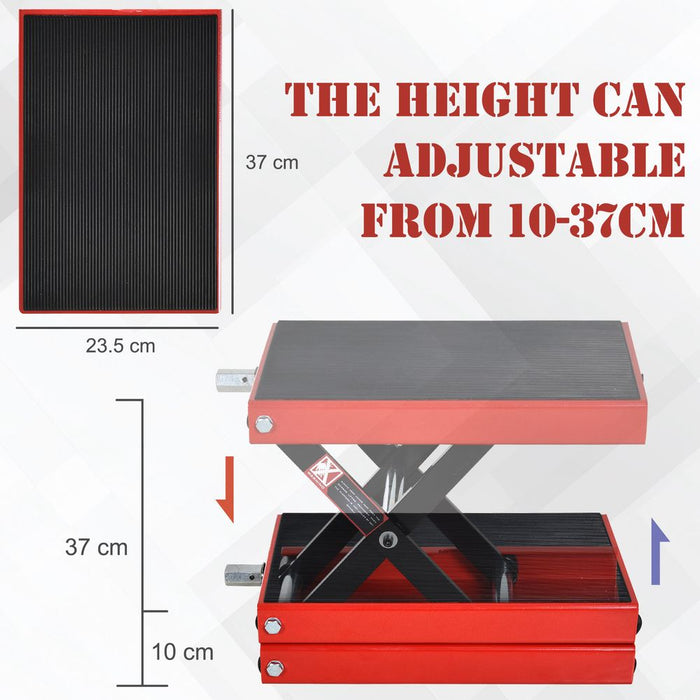 DURHAND 500KG Steel Motorbike Repair Lift - X Frame Adjustment Jack-Rubber Top