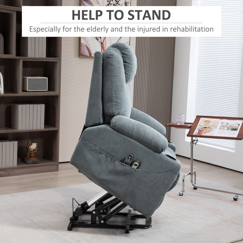 Luxury HOMCOM Lift Chair - Vibration Massage, Heat, Easy Assembly - Grey