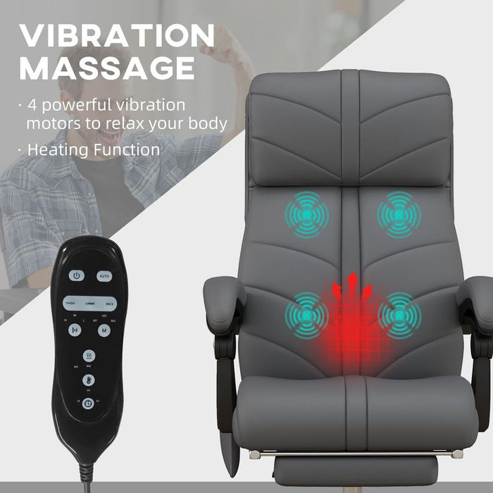 Premium Vinsetto Vibration Massage Office Chair with Heat & Footrest - Grey