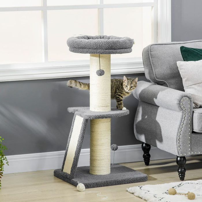 Ultimate Indoor Cat Tree Tower: Scratching Posts, Pad, Toy Ball, Dark Grey