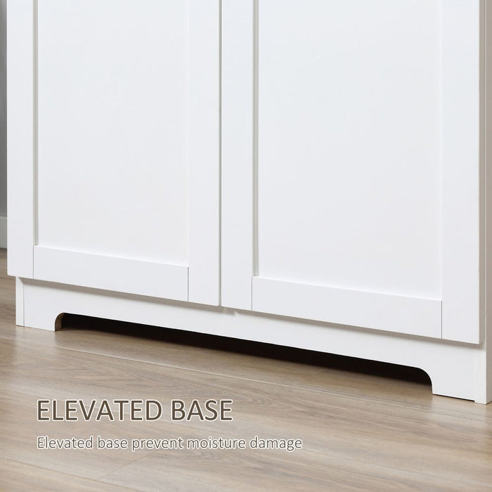 White Wooden Storage Cabinet - 172cm, 2 Doors, 4 Shelves - High Quality & Spacious