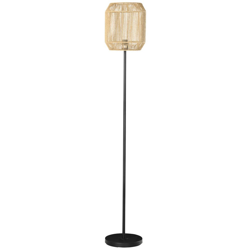 HOMCOM Farmhouse Floor Lamp for Living Room Bedroom with Rattan Wicker, Natural