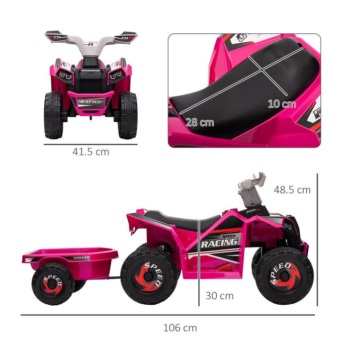 Premium Pink Electric Quad Bike for 18-36 Months with Trailer - High-Quality and Easy Assembly