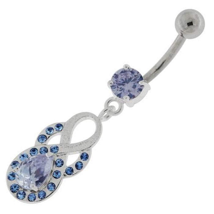 Tear Drop CZ with Fusion Infinity Dangling Navel Belly Button Ring