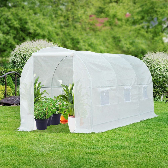 Year-Round Walk-In Poly Tunnel Greenhouse - Large Size, Galvanized Steel Frame - Ideal for Gardeners, Protects Plants From Weather