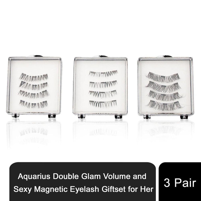 Aquarius Double Glam Volume and Sexy Magnetic Eyelash Giftset for Her, 3Pair