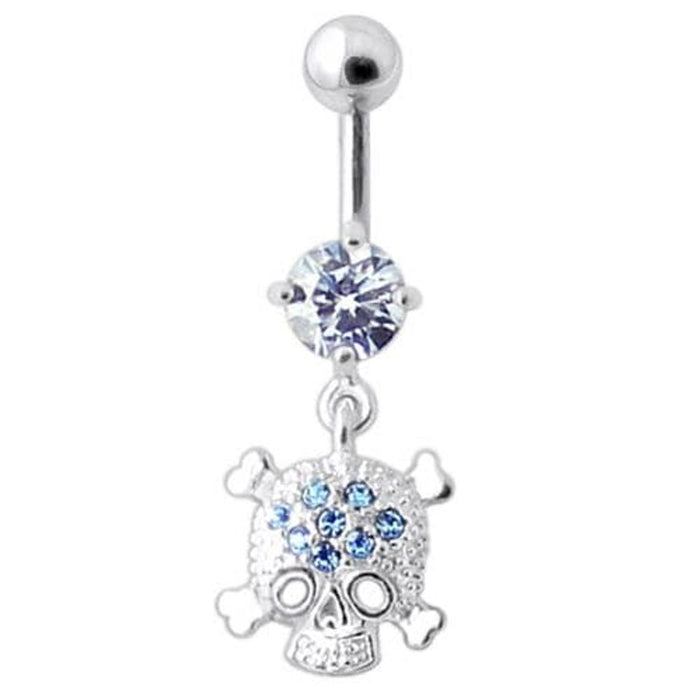 Jeweled Skull Navel Belly Ring