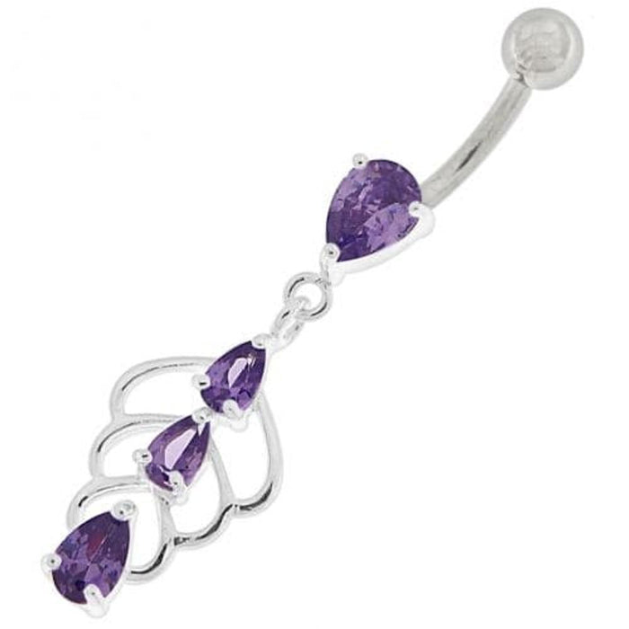 Triple Stone Jeweled Joining Belly Ring