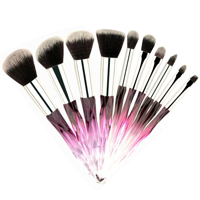 10Pcs Makeup Brushes Professional Big Powder Foundation Crystal Handle Brush UK