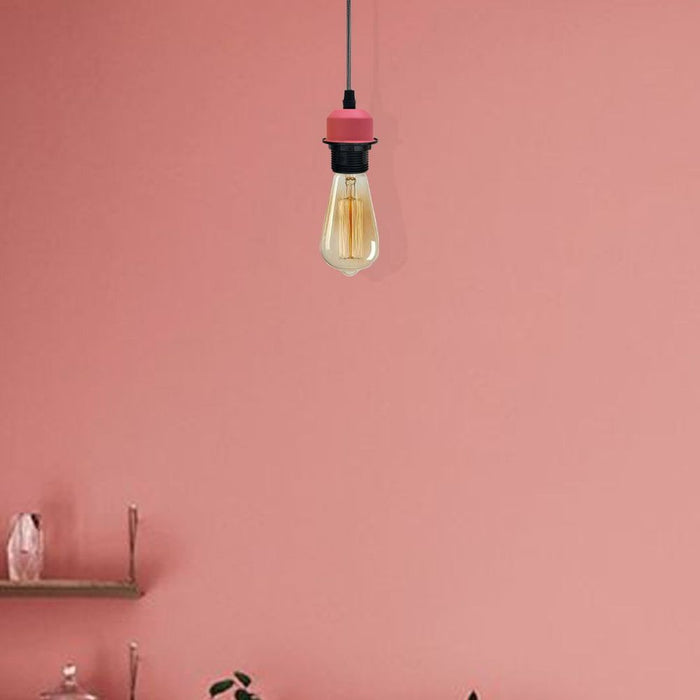 10 Pack Industrial Pink Pendant Light, Lampshade Addable E27 Lamp Holder Light, E27 UK Holder Set With PVC Cable