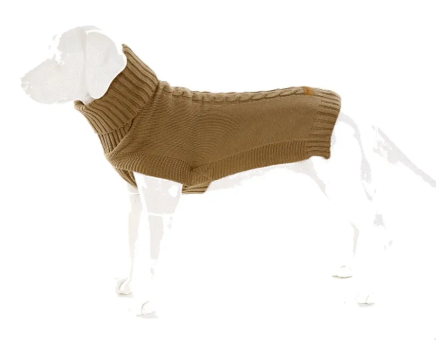 Contemporary Cableknit Jazz Dog Jumper in Camel