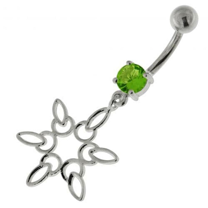 925 Sterling Silver Snow Flake Navel Belly Ring