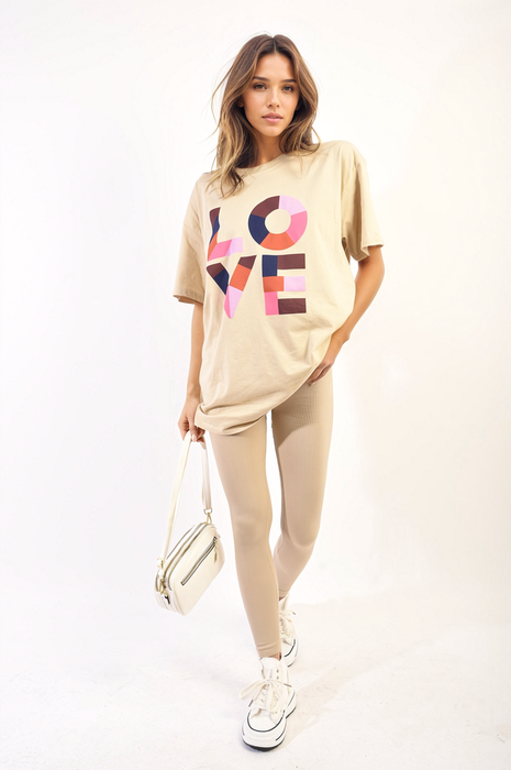 Oversized Love Slogan Print Top - Spread Love and Style!