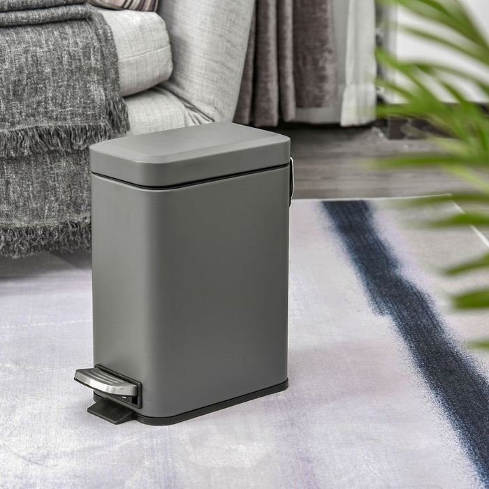 5L Steel Step Trash Can, Silent Lid Open & Gentle Close, Compact & Stylish, Removable Bucket